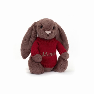 Jellycat Bashful Fudge Bunny with Red Jumper New Zealand | VMJDR3069